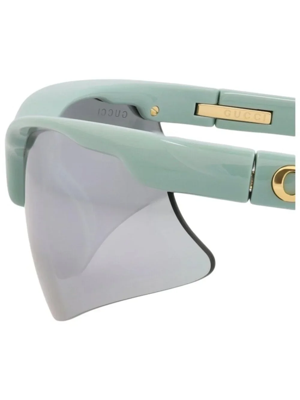 New Gucci Women's Eyeglasses Mens Shield Wrap Green Green Silver